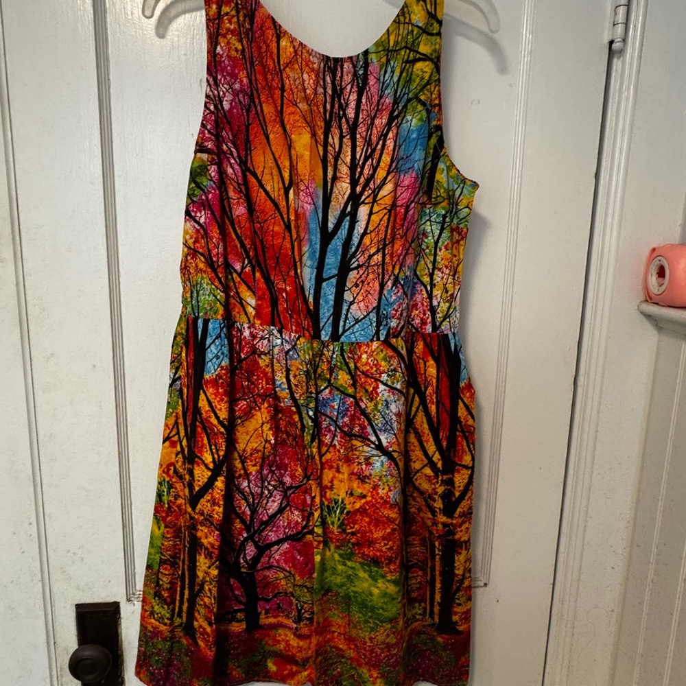 Colorful Tree Print Dress